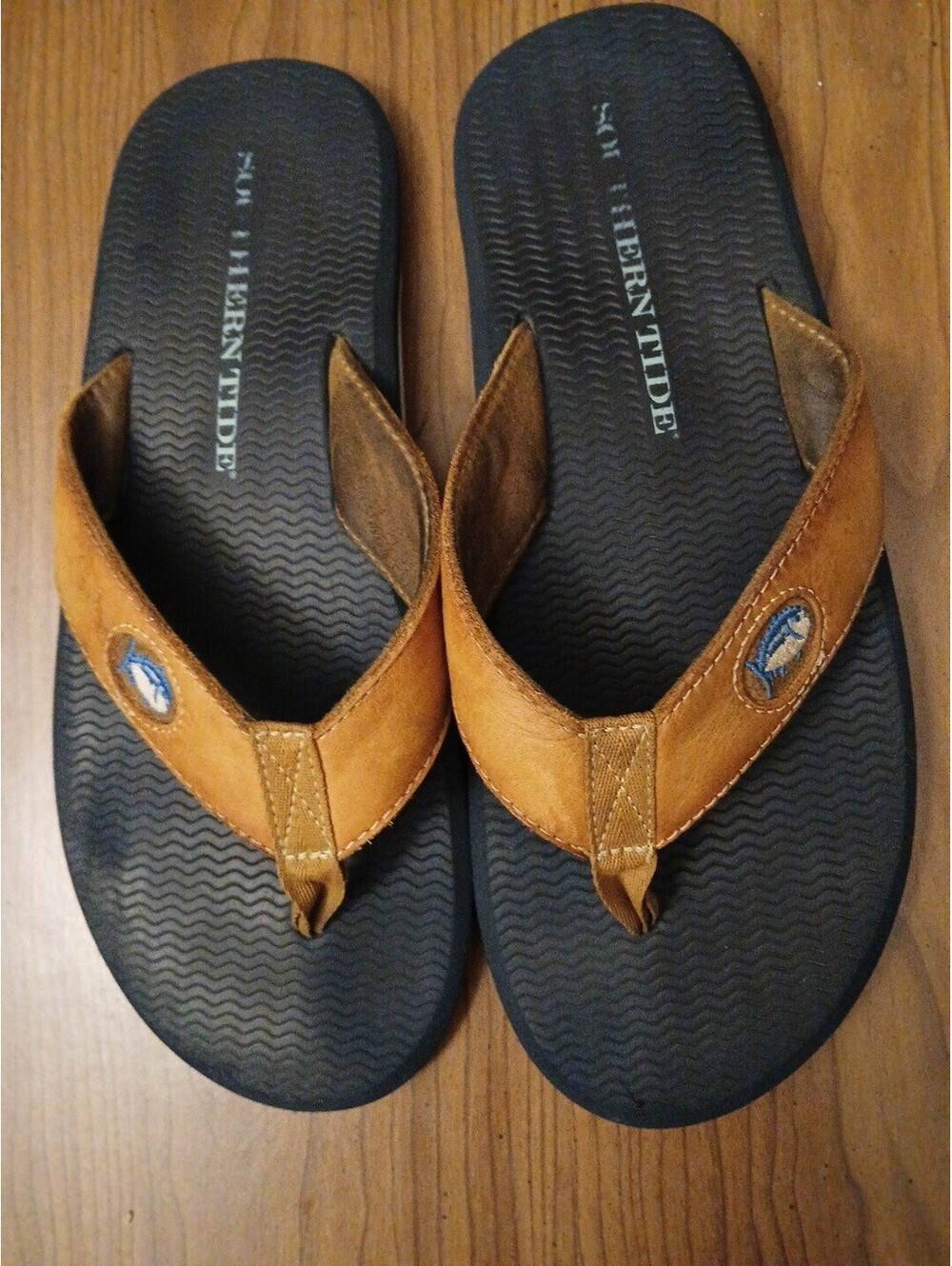 Southern Tide Sandals Mens Size 10.5 Blue Flip Flop Logo Casual Beach Summer